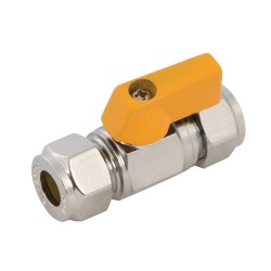 Plumbob Straight Mini Ball Valve yellow Water Gas LPG 10mm 398593