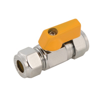 Plumbob Straight Mini Ball Valve yellow Water Gas LPG 8mm 473877
