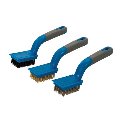 Silverline Medium Small Wire Brush Set Stainless Steel Brassed Nylon 596171