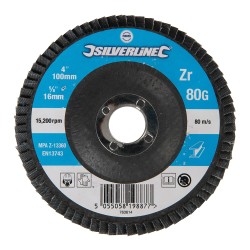 Silverline Zirconium Flap Disc Sanding Grinding 100mm 80 grit 763614