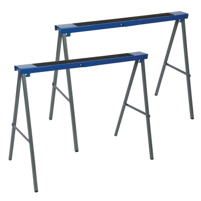 Silverline Pro Saw Horse Folding Metal Trestle 125kg Twin Pack 783160 