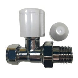 Plumbob Chrome Straight Inline Radiator Isolation Valve 15mm 841338