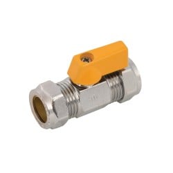 Plumbob Straight Mini Ball Valve yellow Water Gas LPG 15mm 921869