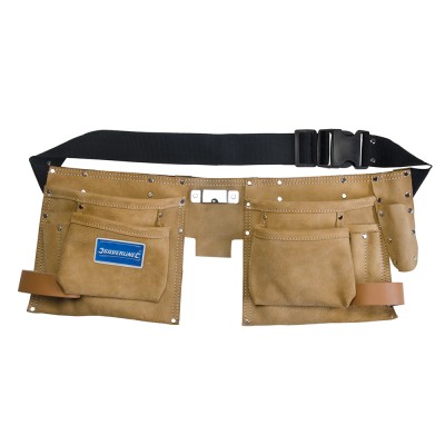 Silverline Double Pouch Tool Belt Nail Pouch inc Hammer Loop CB05
