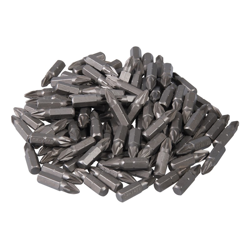 Silverline Pozidriv CrV Screwdriver Bits 100pk PZ2 486934